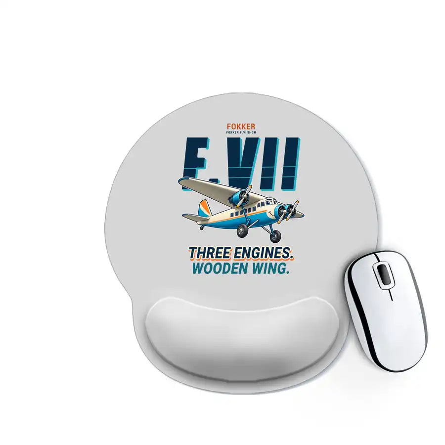 Fokker F.VIIb-3m - Cartoon - Ergonomic Mouse Pad - Light Gray