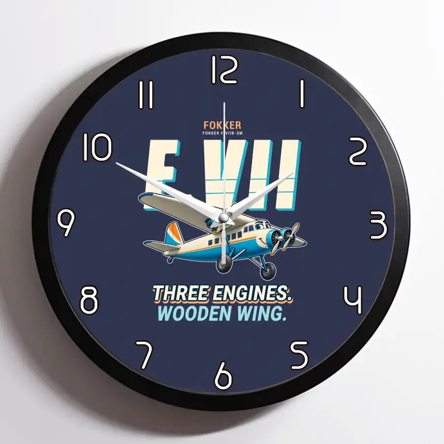 Fokker F.VIIb-3m - Cartoon - Framed - Navy Blue