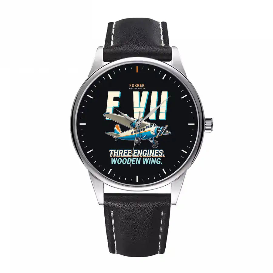 Fokker F.VIIb-3m - Cartoon - Leather Strap - Black Leather Strap