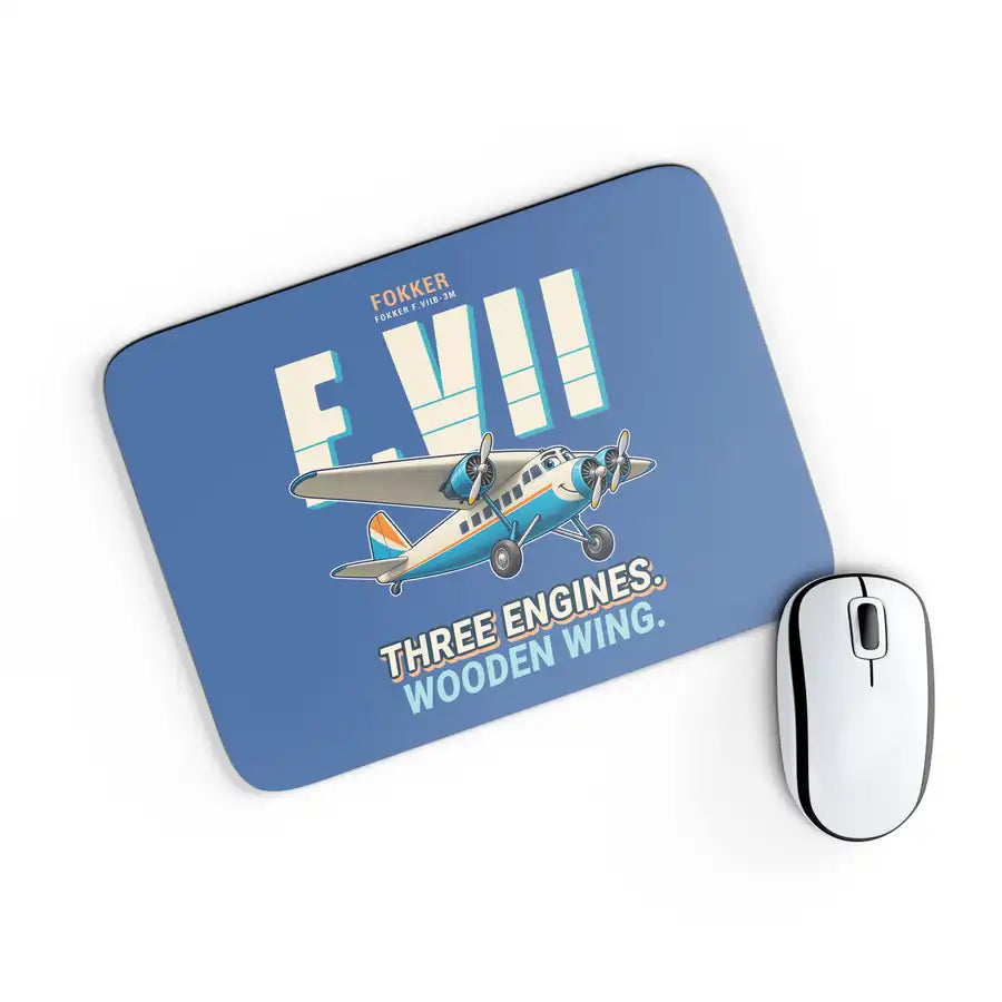 Fokker F.VIIb-3m - Cartoon - Mouse Pad - Blue
