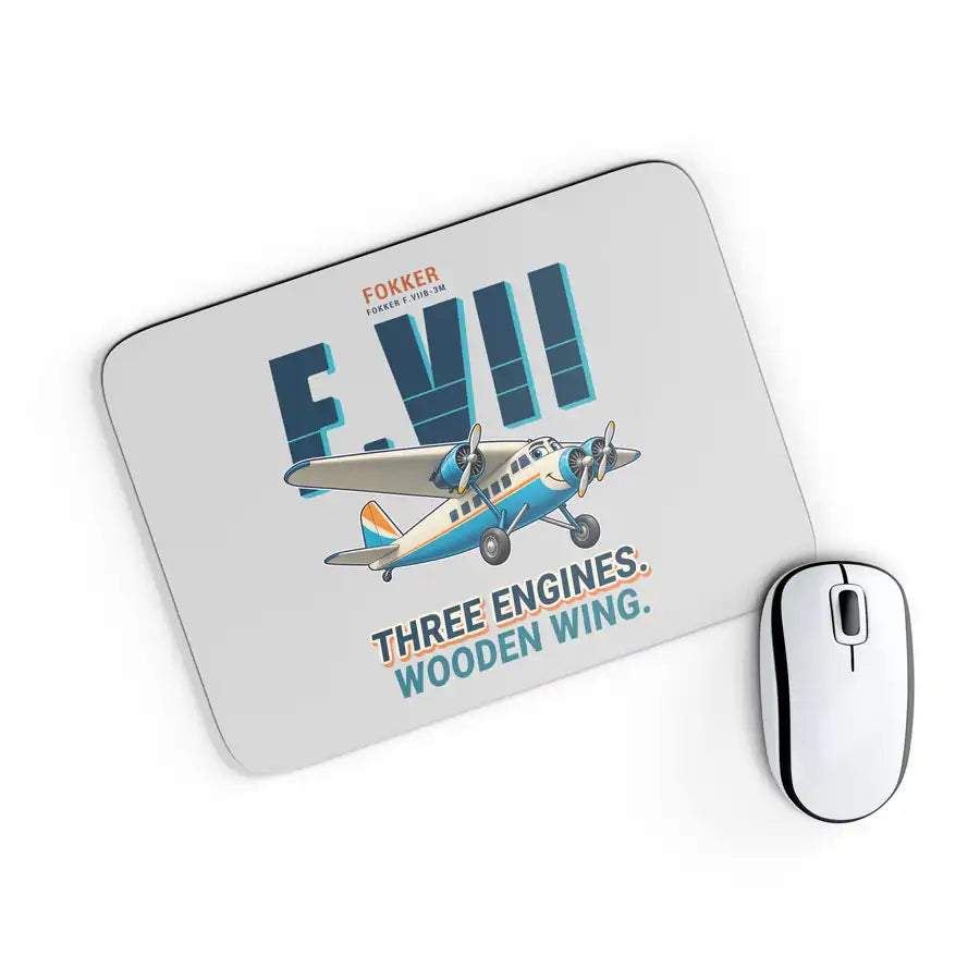 Fokker F.VIIb-3m - Cartoon - Mouse Pad - Light Gray