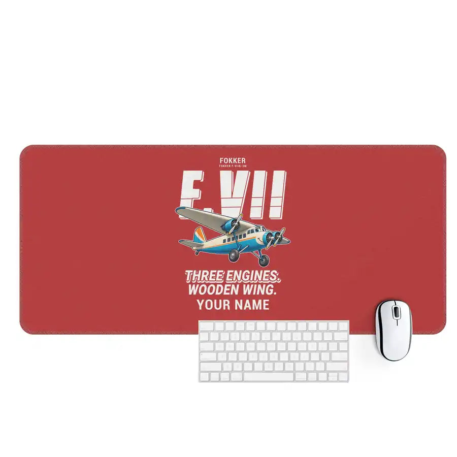 Fokker F.VIIb-3m - Cartoon + Name - Desk Mat - Red
