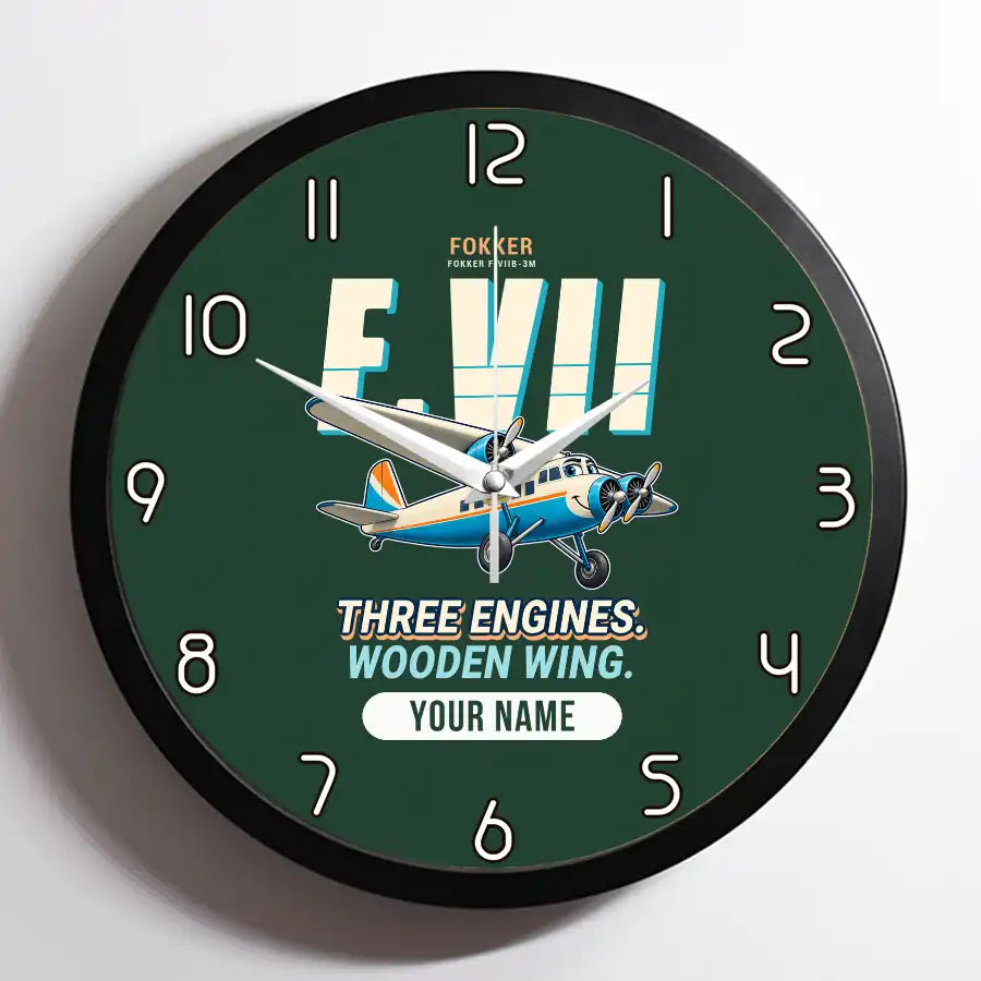 Fokker F.VIIb-3m - Cartoon + Name - Framed - Dark Green