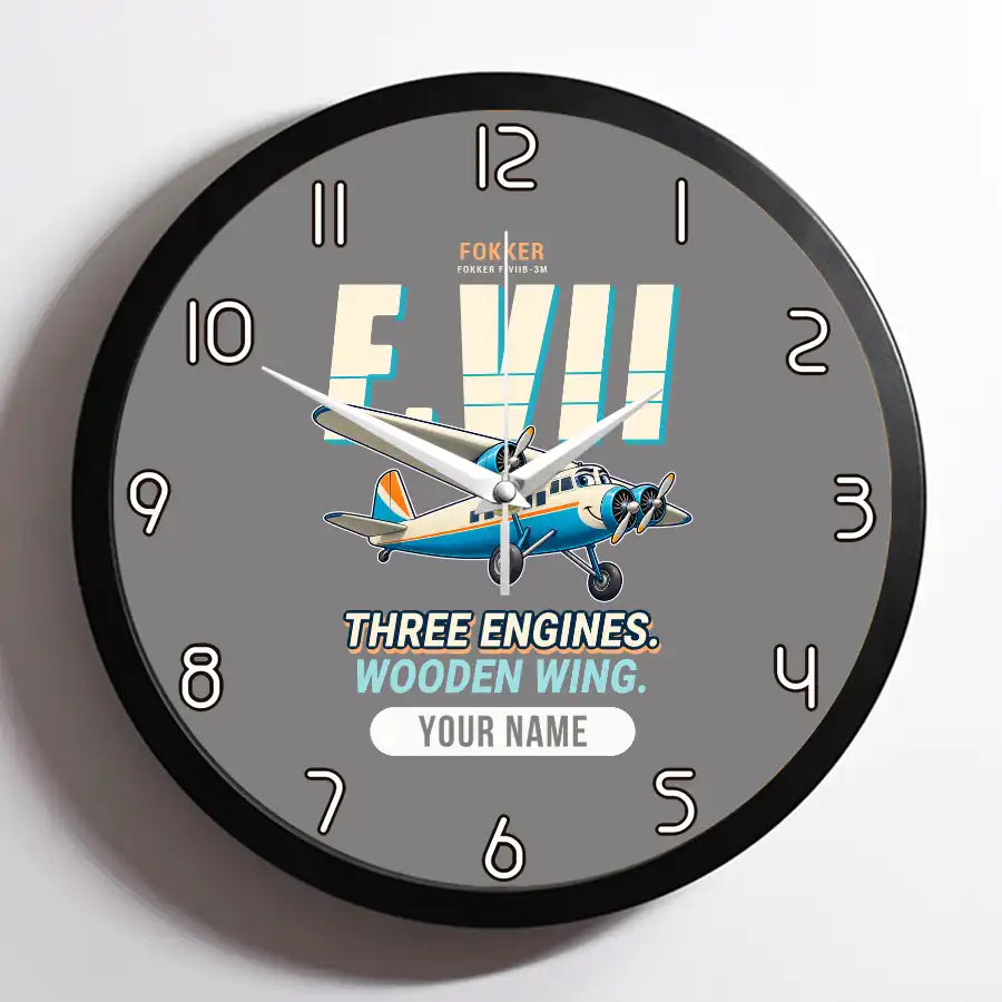 Fokker F.VIIb-3m - Cartoon + Name - Framed - Gray