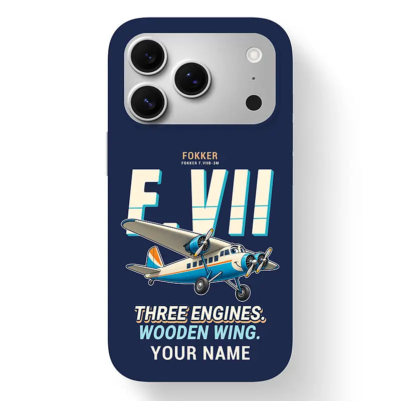 Fokker F.VIIb-3m - Cartoon + Name - MagSafe iPhone 17 Pro - Navy Blue