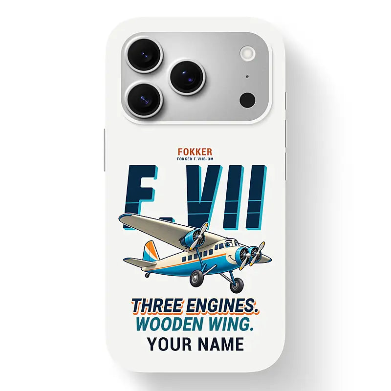 Fokker F.VIIb-3m - Cartoon + Name - MagSafe iPhone 17 Pro - White