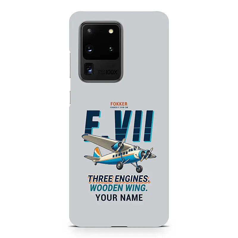 Fokker F.VIIb-3m - Cartoon + Name - Samsung Case - Light Gray