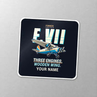 Thumbnail for Fokker F.VIIb-3m - Cartoon + Name - Square Sticker - Close-up