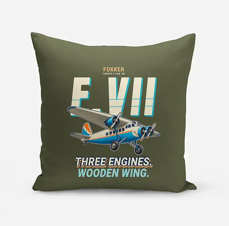 Fokker F.VIIb-3m - Cartoon - Pillow - Green Army