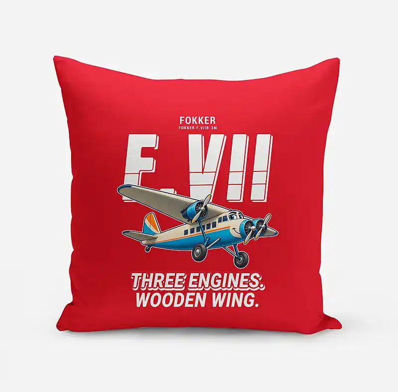 Fokker F.VIIb-3m - Cartoon - Pillow - Red