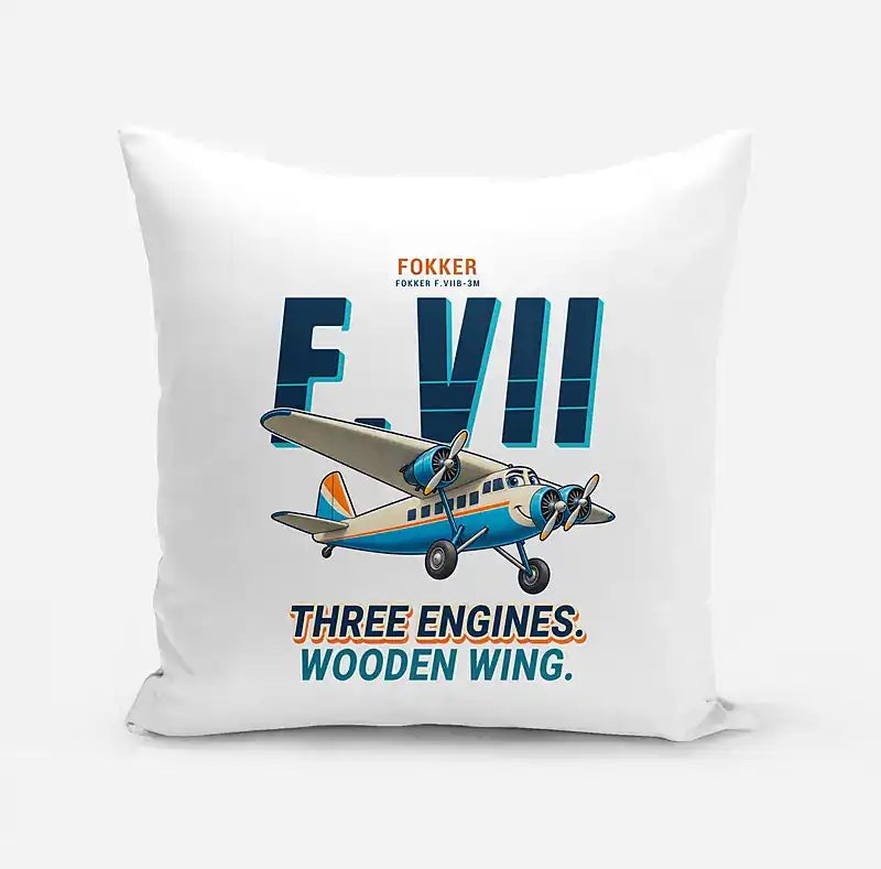 Fokker F.VIIb-3m - Cartoon - Pillow - White