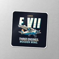 Thumbnail for Fokker F.VIIb-3m - Cartoon - Square Sticker - Close-up