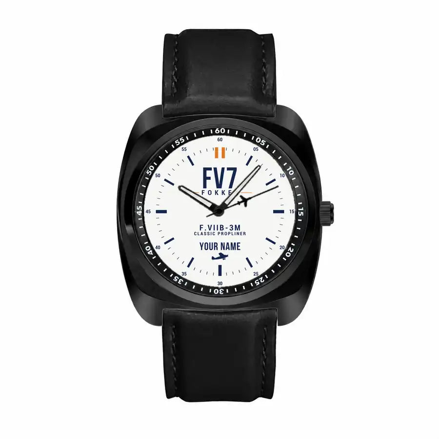 Fokker F.VIIb-3m - Classic - White + Name - Luxury Cushion - Black and Black Strap