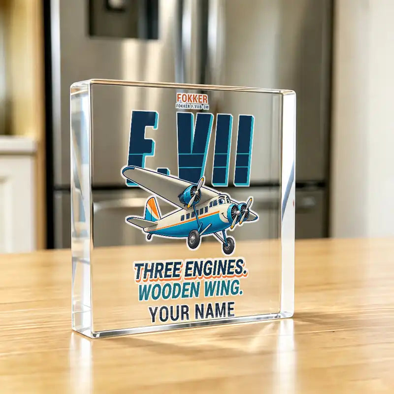Fokker F.VIIb-3m - Crystal Ornament - Cartoon + Name - Kitchen