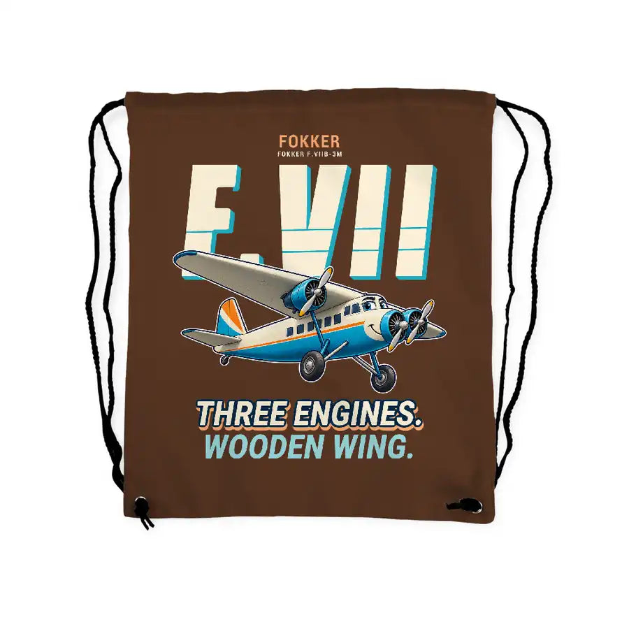 Fokker F.VIIb-3m - Drawstring Bag - Cartoon - Brown