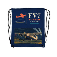 Thumbnail for Fokker F.VIIb-3m - Drawstring Bag - Classic - Dark Blue