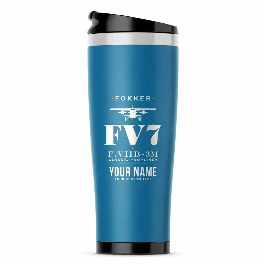 Fokker F.VIIb-3m - Heritage + Name - Stainless Steel (No Holder) - Light Blue