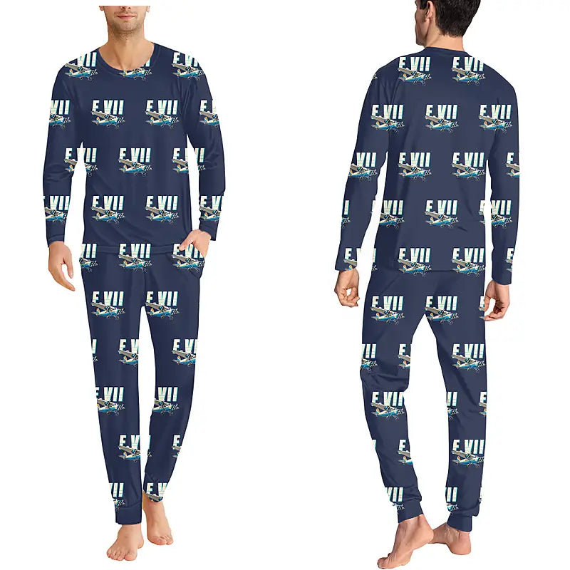 Fokker F.VIIb-3m - Men Pajamas - Cartoon Pattern - Navy Blue