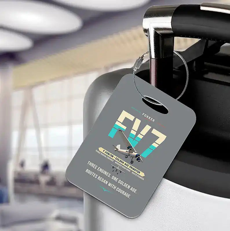 Fokker F.VIIb-3m - Original - Luggage Tag - Gray