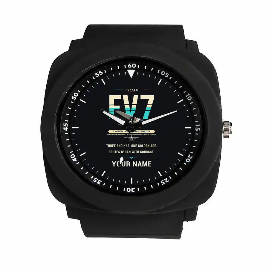 Fokker F.VIIb-3m - Original + Name - Rubber Strap - Black