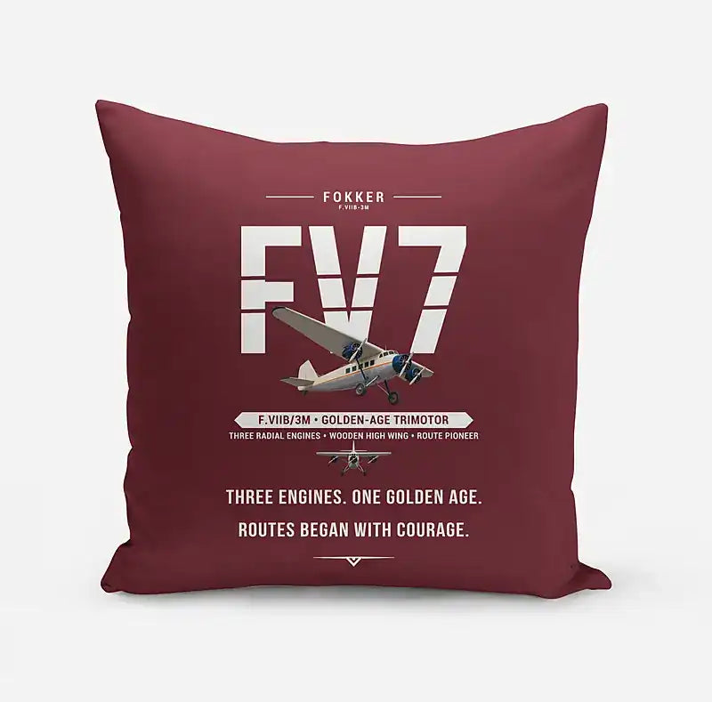 Fokker F.VIIb-3m - Original - Pillow - Dark Red