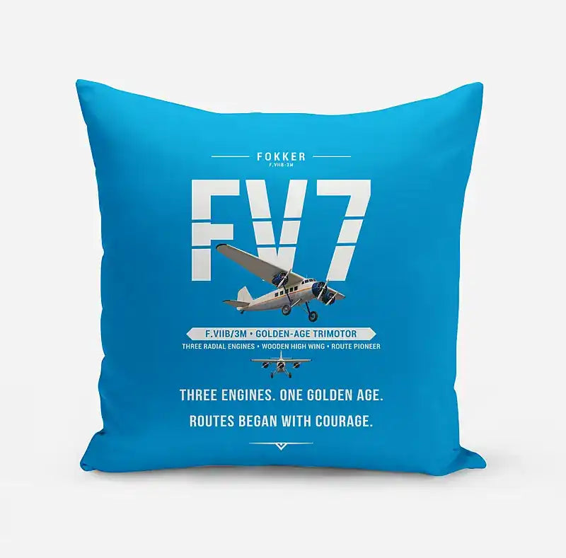 Fokker F.VIIb-3m - Original - Pillow - Turquoise