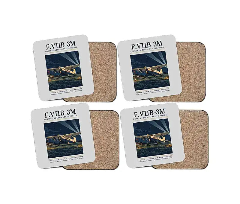 Fokker F.VIIb-3m - Poster - Coaster Set - Light Gray