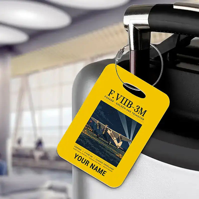 Fokker F.VIIb-3m - Poster + Name - Luggage Tag - Yellow