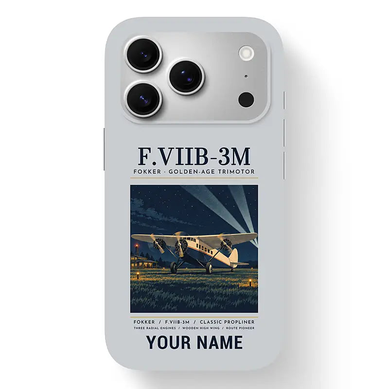 Fokker F.VIIb-3m - Poster + Name - MagSafe iPhone 17 Pro - Light Gray
