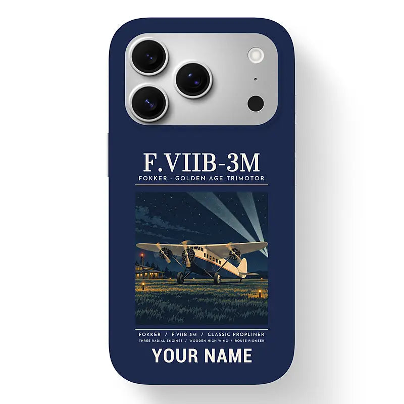 Fokker F.VIIb-3m - Poster + Name - MagSafe iPhone 17 Pro - Navy Blue