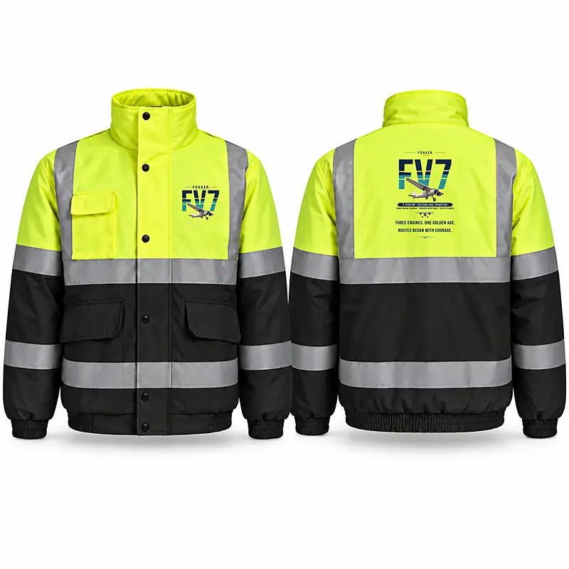 Fokker F.VIIb-3m Reflective Winter Jackets - Original - Fluorescent Yellow & Navy