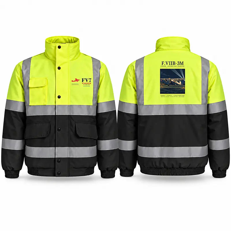 Fokker F.VIIb-3m Reflective Winter Jackets - Poster - Fluorescent Yellow & Navy
