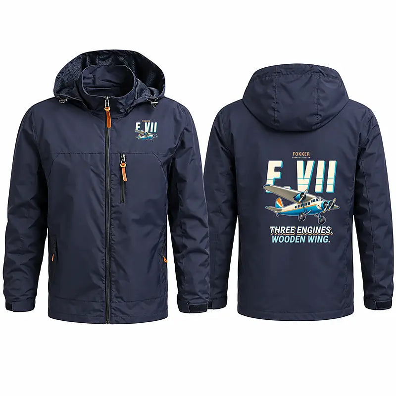 Fokker F.VIIb-3m Stylish Jackets - Hooded Windbreaker - Cartoon - Navy Blue