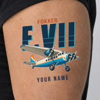 Thumbnail for Fokker F.VIIb-3m - Tattoo - Cartoon + Name - Man