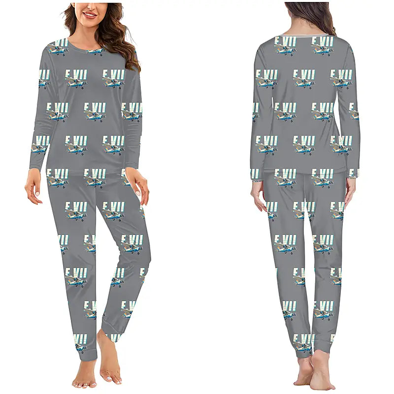 Fokker F.VIIb-3m - Women Pajamas - Cartoon Pattern - Gray
