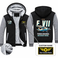 Thumbnail for Fokker F.VIIb-3m Zipped Sweatshirts - Cartoon + Name - Black & Gray