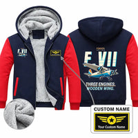 Thumbnail for Fokker F.VIIb-3m Zipped Sweatshirts - Cartoon + Name - Navy & Red