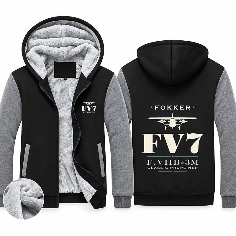 Fokker F.VIIb-3m Zipped Sweatshirts - Heritage - Black & Gray
