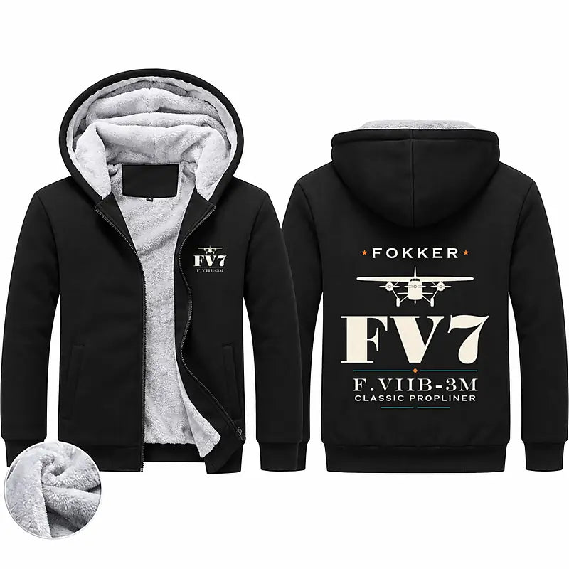 Fokker F.VIIb-3m Zipped Sweatshirts - Heritage - Black