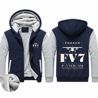 Thumbnail for Fokker F.VIIb-3m Zipped Sweatshirts - Heritage - Navy & Gray