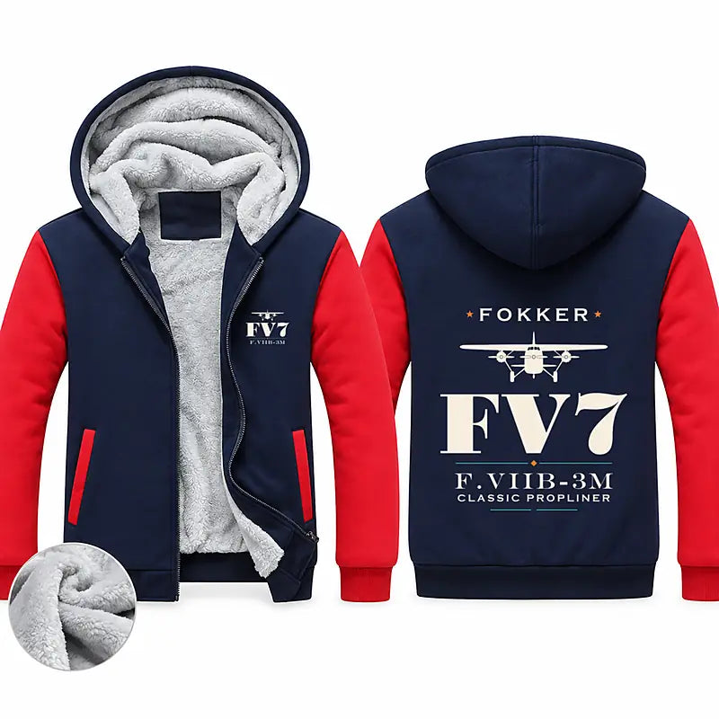 Fokker F.VIIb-3m Zipped Sweatshirts - Heritage - Navy & Red