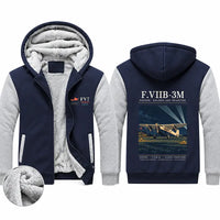 Thumbnail for Fokker F.VIIb-3m Zipped Sweatshirts - Poster - Navy & Gray