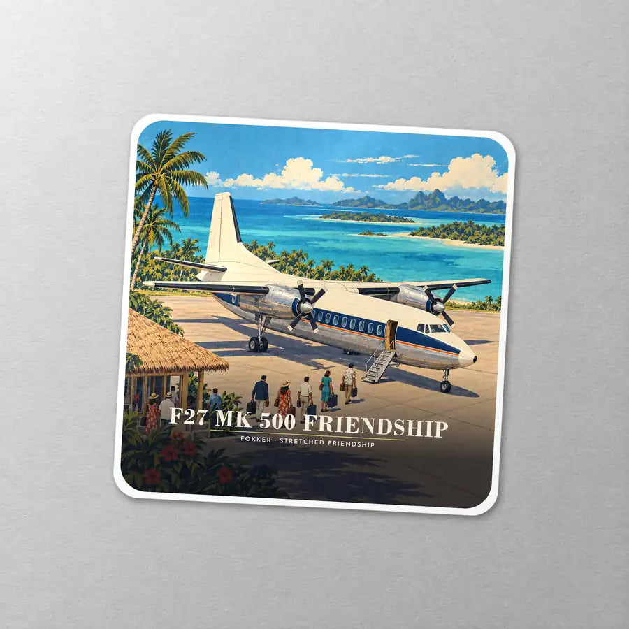 Fokker F27 Mark 500 Friendship - 3D - Square Sticker - Close-up
