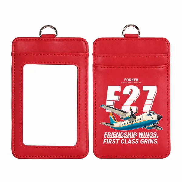 Fokker F27 Mark 500 Friendship - Cartoon - ID Card Holder - Red
