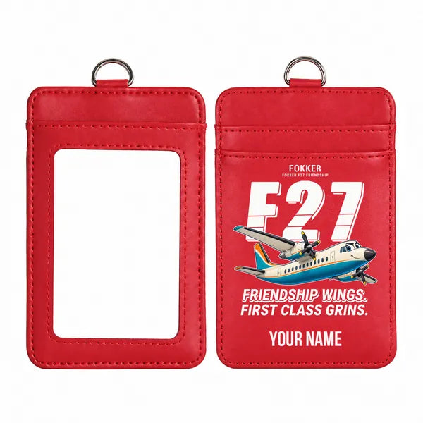Fokker F27 Mark 500 Friendship - Cartoon - ID Card Holder - Red + Name