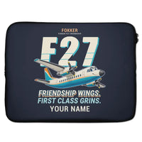 Thumbnail for Fokker F27 Mark 500 Friendship - Cartoon + Name - Laptop Sleeve