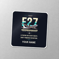 Thumbnail for Fokker F27 Mark 500 Friendship - Original + Name - Square Sticker - Close-up