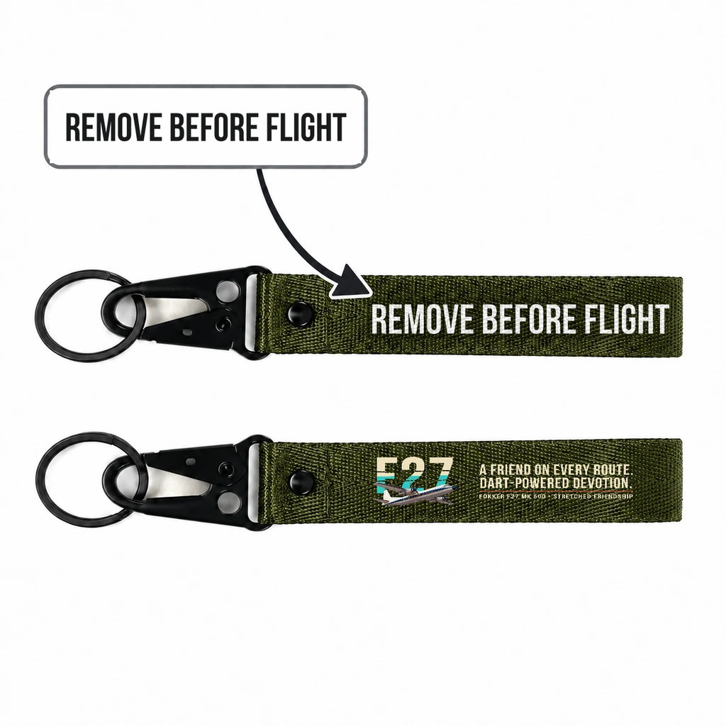 Fokker F27 Mark 500 Friendship Hawk-Shaped Key Chains - Dark Green - Original - Remove Before Flight