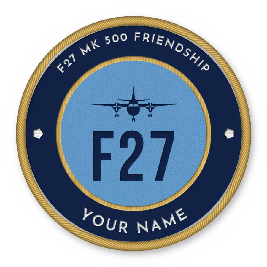 Fokker F27 Mark 500 Friendship Patches - Circle + Name - Navy Sky