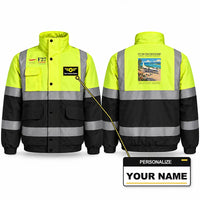 Thumbnail for Fokker F27 Mark 500 Friendship Reflective Winter Jackets - Poster + Name - Fluorescent Yellow & Navy